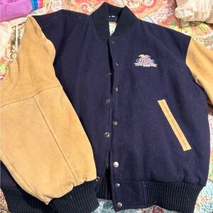 Navy and Tan Men's Jacket
